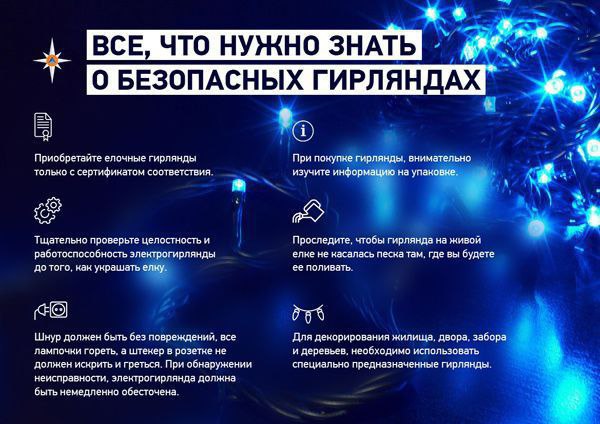 Управление по делам ГОЧС напоминает правила использования электрических гирлянд