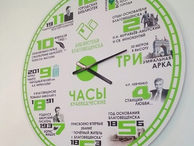 ТРИумфальная арка: в библиотеке «Центральная» появились первые в Благовещенске краеведческие часы